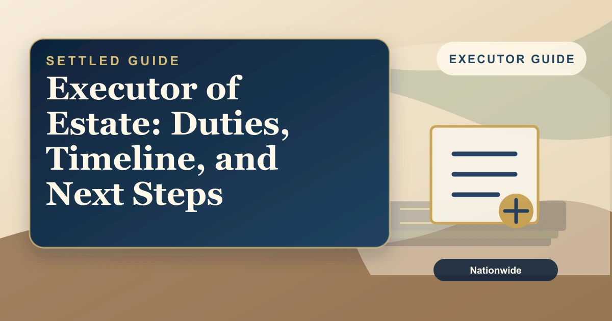 Settled Estate cover: the executor of estate role, duties, and timeline